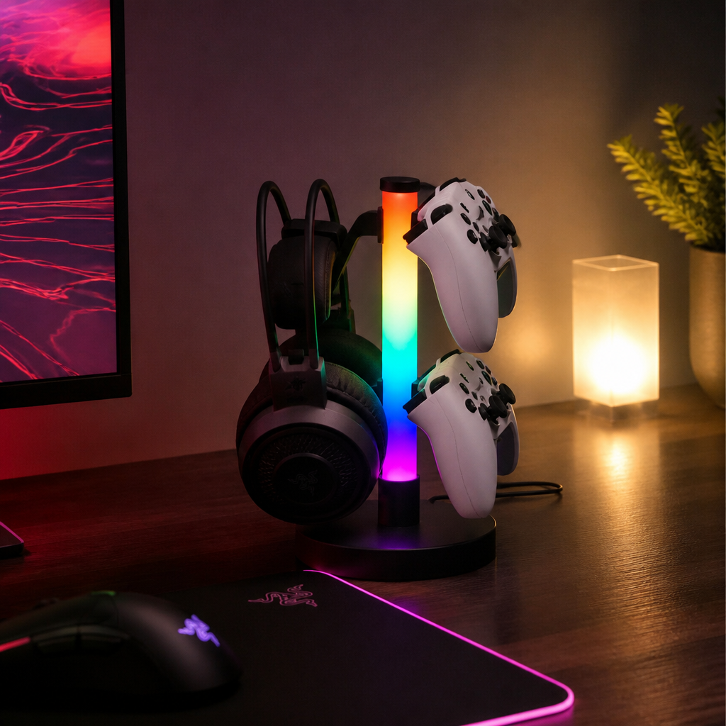 Soporte RGB para Mandos y Auriculares Gaming